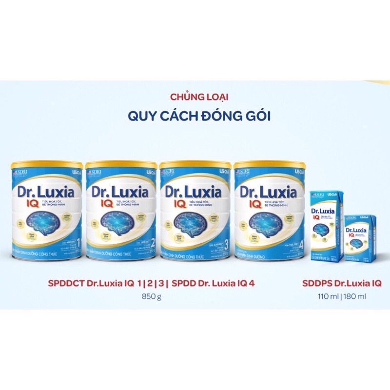 Sữa bột Dr. Luxia IQ 1, 2, 3, 4. 850g