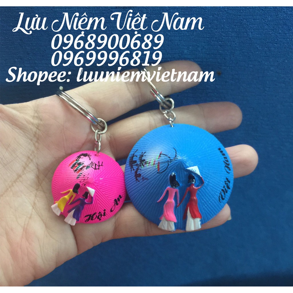 Vỉ 10 cái móc khóa hình chiếc nón lá Việt Nam - Size lớn - 5cm