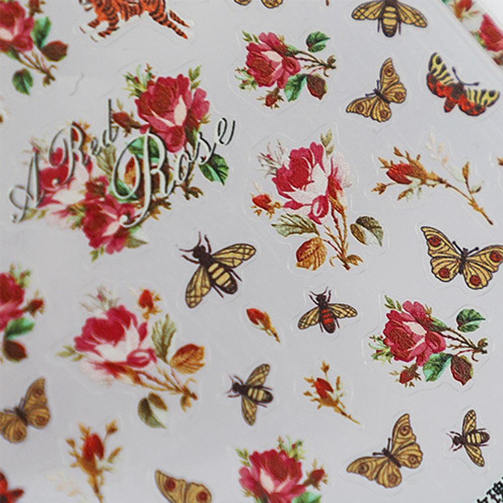 Miếng Dán Dập Nổi Họa Tiết Hoa Hồng 5D Trang Trí Móng Tay DIY