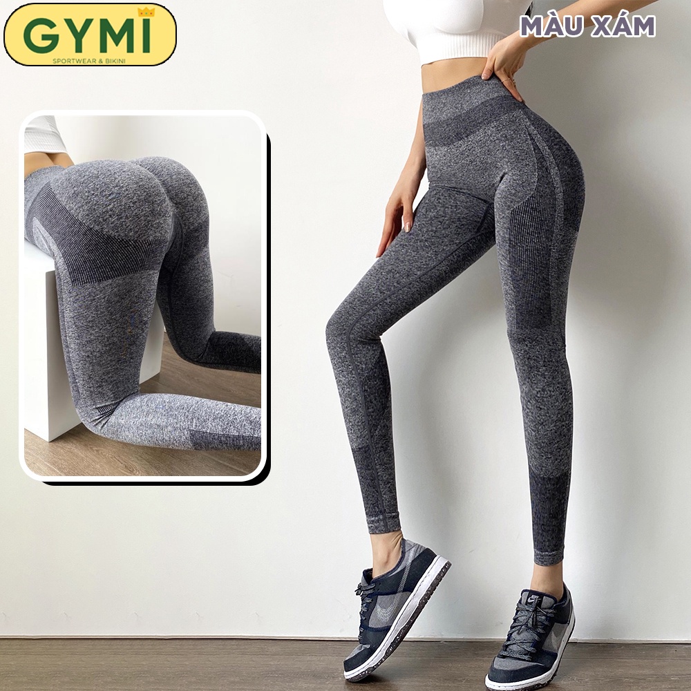 Quần tập gym yoga nữ chun mông GYMI QD39 dáng legging thể thao chất dệt co giãn vân ẩn ống quần MITAOGIRL