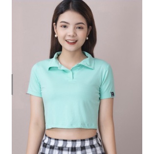 Áo nữ croptop cổ bẻ Madela ngắn tay cổ trụ trẻ trung-ACTRU