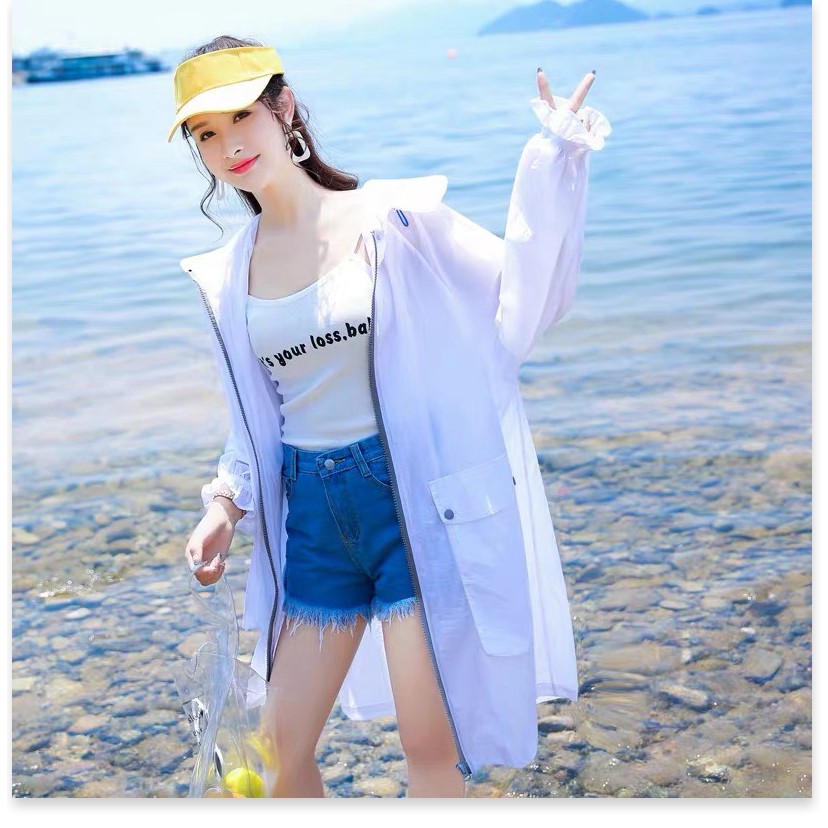 ÁO KHOÁC NỮ  THỜI TRANG THỂ THAO ĐI BIỂN CHỐNG NẮNG SIÊU NHẸ SIÊU MÁT FOM DÀI SÀNH ĐIỆU