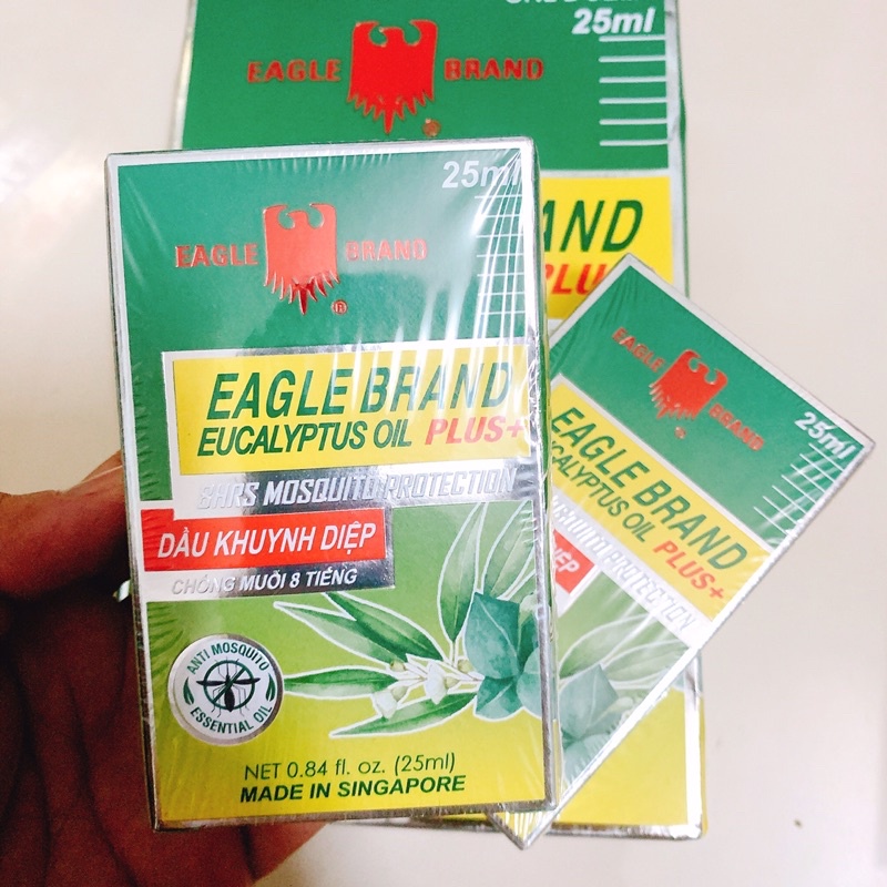 (HCM) Dầu Khuynh Diệp Chống Muỗi 2 Nắp Eagle Brand Eucalyptus Plus 25ml/ Thơm dịu nhẹ/Chống Muỗi 8 Tiếng