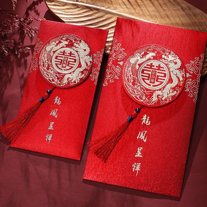 Bao lì xì cưới cao cấp phối tua rua - Lì xì trao duyên đẹp