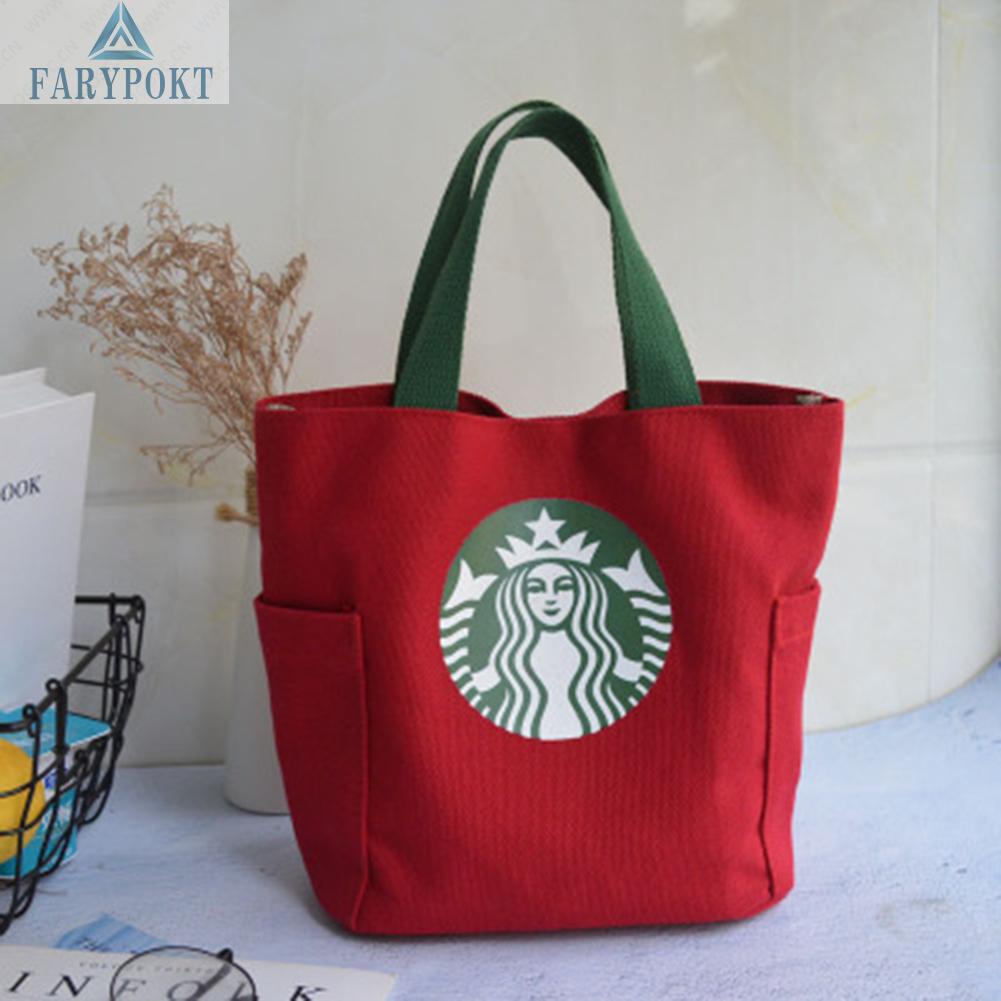 Túi đựng hộp cơm họa tiết Starbucks phong cách Nhật Bản chất liệu thân thiện với môi trường tiện dụng