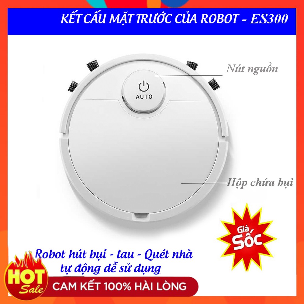 Robot Hút Bụi Lau Nhà/ Máy Hút Bụi Thông Minh ES300. Công Suất Lớn, Lực Hút Cực Mạnh - BẢO HÀNH  3 THÁNG  LỖI 1 ĐỔI 1.