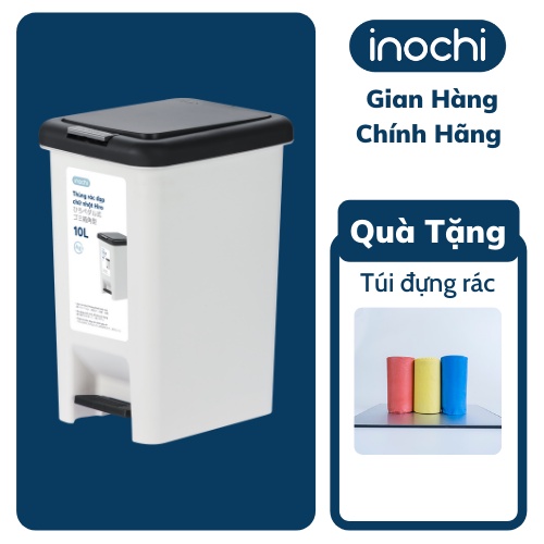 Thùng rác INOCHI Hiro 10L (kèm ruột ) chữ nhật, nhựa đạp chân, nhấn nút, có nắp đậy, chống mùi hô