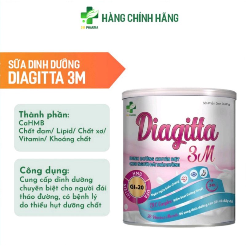 Sữa tiểu đường Diagitta 3M dinh dưỡng chuyên biệt cho người đái tháo đường