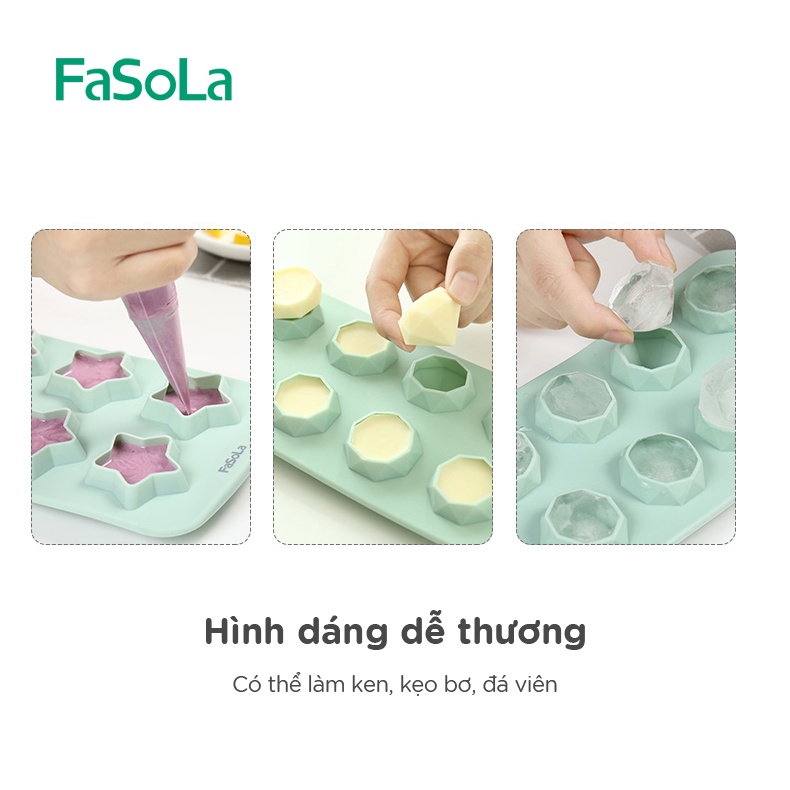 Khay làm đá, chocolate Silicon loại tròn, ngôi sao, kim cương FASOLA FSLJY-305