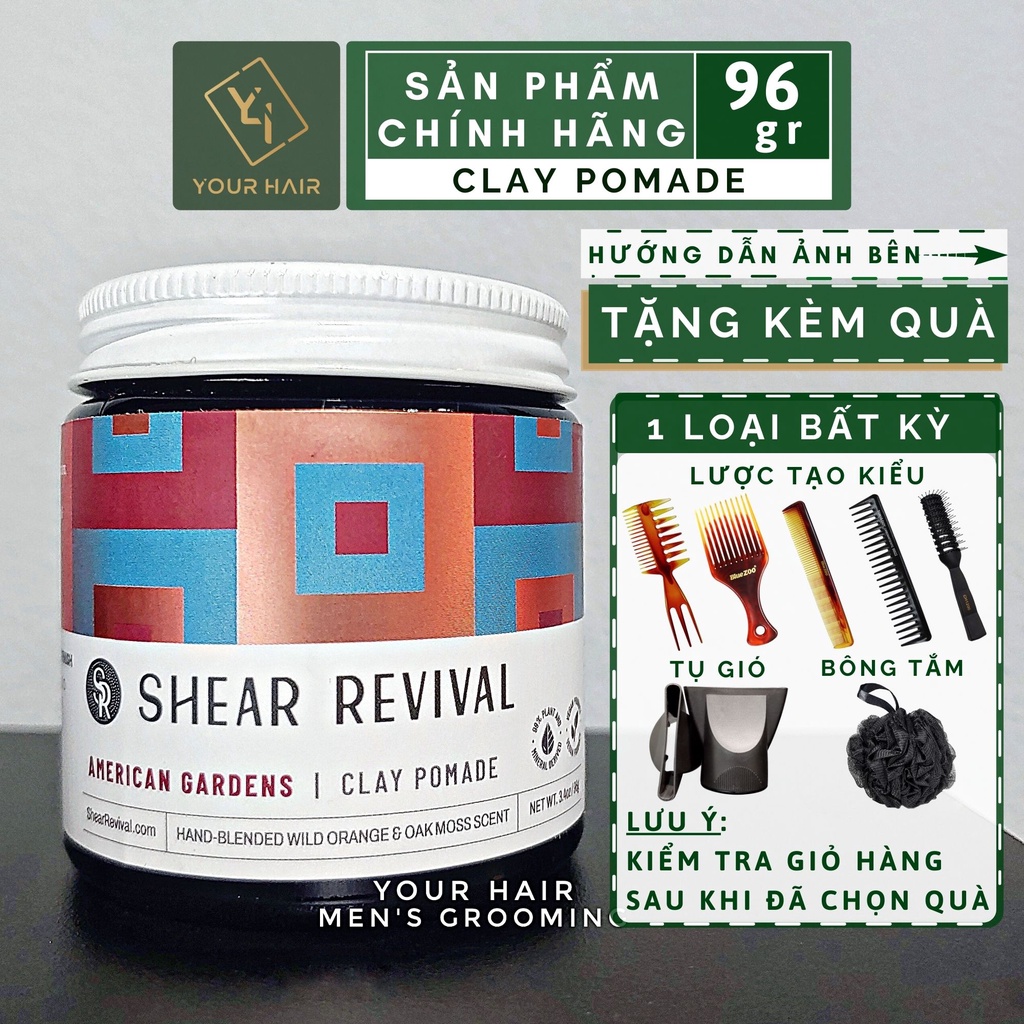 Sáp vuốt tóc Shear Revival American Gardens Clay Pomade - 96g - Chính hãng USA