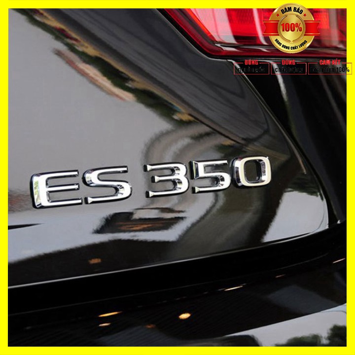 Decal tem chữ ES350 inox dán keo 3M đuôi xe ô tô Lexus G100405 Kích thước 15×1.9cm