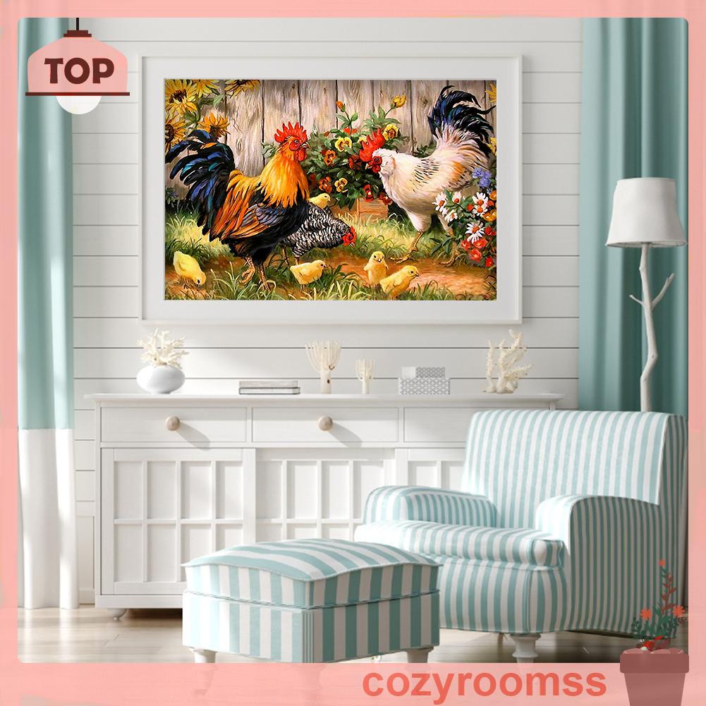 (canvas no printing)  Tranh thêu chữ thập hình con gà 11CT