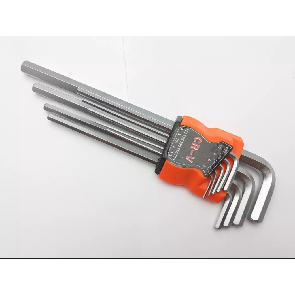 Bộ lục giác trơn gồm 9 cây, độ cứng HRC 50-55 sử dụng đa năng với nhiều kích thước