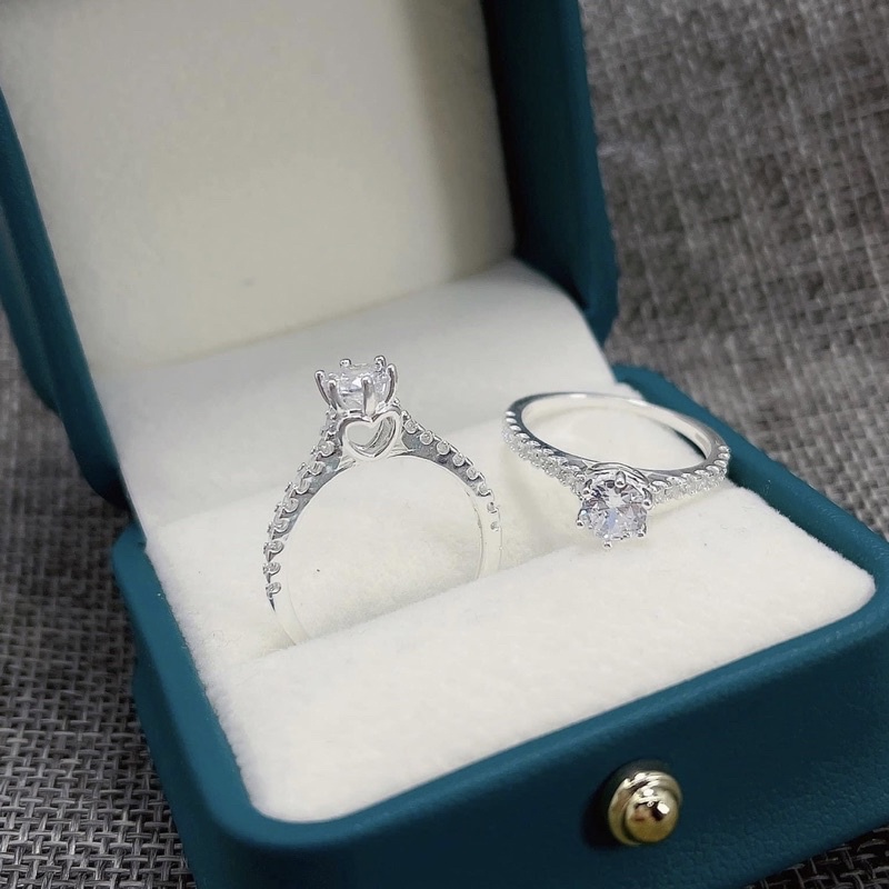 Nhẫn nữ Bạc ta đính đá dày dặn , sáng bóng - Vàng bạc Khải Khải