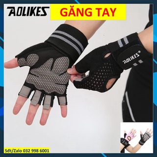 Ssửa Bao tay tập gym Găng tay thể thao Găng tay gym nam nữ cao cấp chính hãng Aolikes có quấn cổ tay 113b