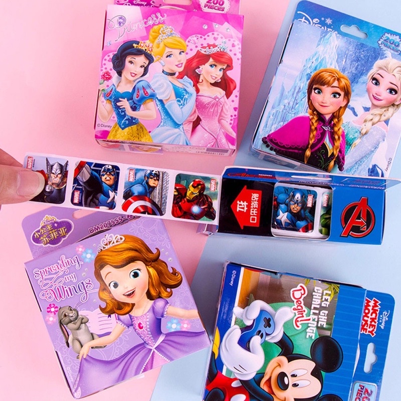 Sticker 200 cái - hộp Hình dán Disney Phim hoạt hình Frozen Elsa Mickey Sofia Princess Sticker Avenger