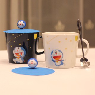 Cốc uống nước bằng sứ hình mèo doraemon kèm muỗng xinh xắn