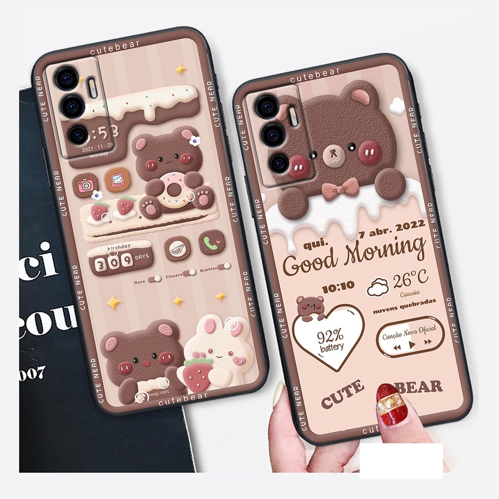 Ốp lưng Vivo V23E in hình Gấu nâu - hồng, Gấu Be@rick  cực CUTE, DỄ THƯƠNG