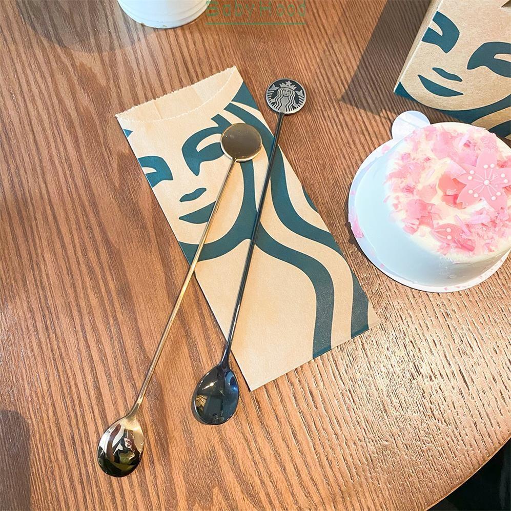 Muỗng khuấy cà phê Starbucks bằng thép không gỉ cán dài