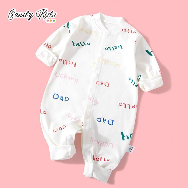 Jumpsuit Cotton Dài Tay, In Họa Tiết Hoạt Hình Cho Bé (0-2 Tuổi)