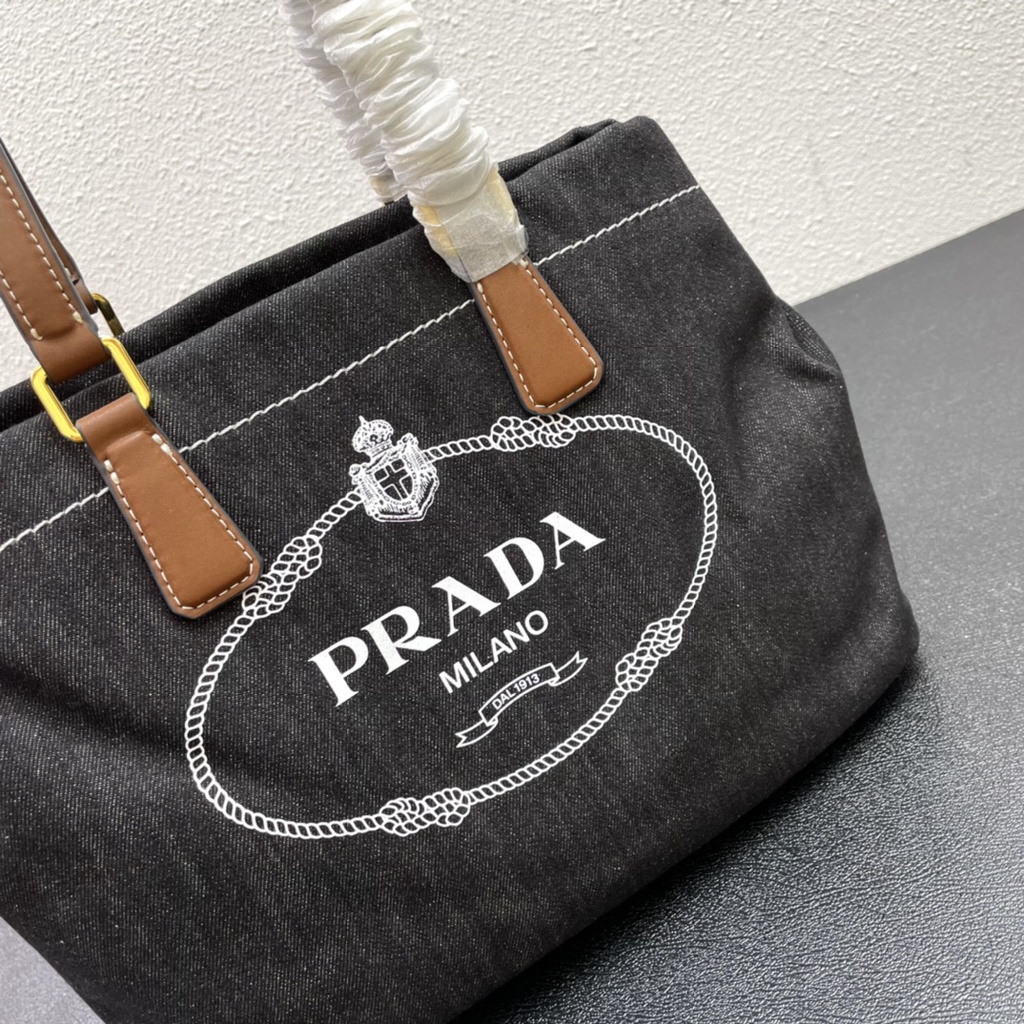 Túi xách nữ da thật thời trang cao cấp Prada thiết kế vải denim phong cách thời thượng