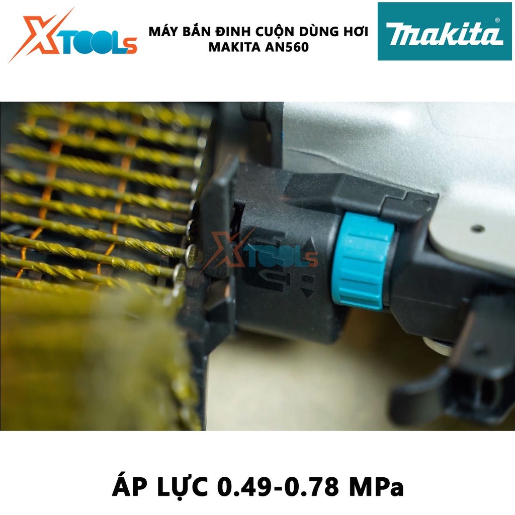 Máy bắn đinh cuộn pallet dùng hơi Makita AN560 | súng bắn đinh áp lực hoạt động 70-115PSI chiều rộng đinh 2.1mm [XTOOLS]