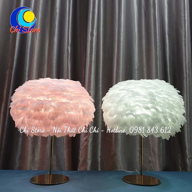 Đèn Ngủ Lông Vũ Để Bàn Chân Dẹt Siêu Xinh, Đèn Lông Vũ Trang Trí Tiệc Cưới Lãng Mạn