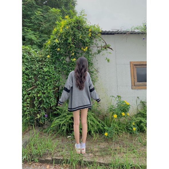 💐 ÁO CARDIGAN LEN NỮ TAY KẺ NGANG MÀU LÔNG CHUỘT