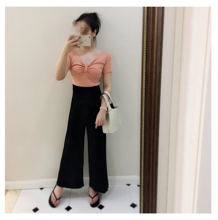 Áo Thun Nữ Tay Ngắn Cổ Chữ V Có Nơ Thời Trang
