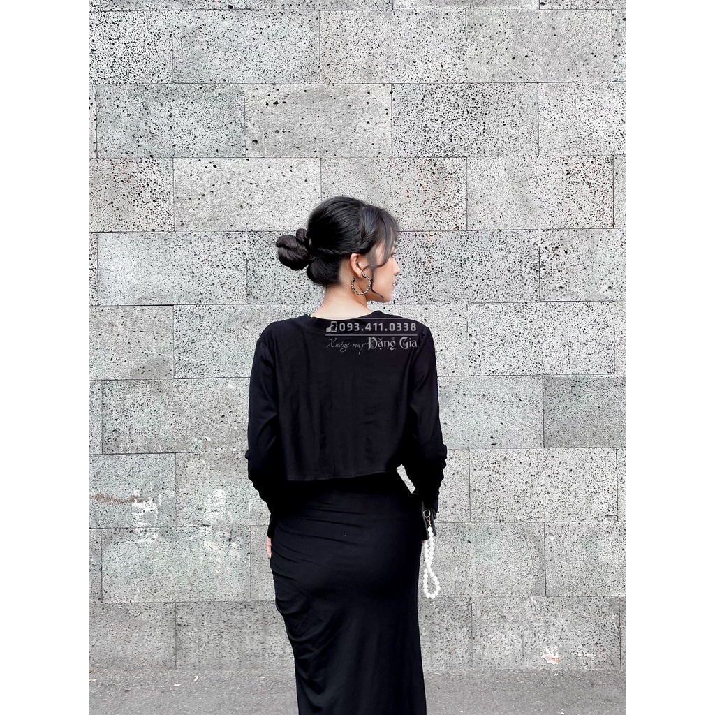 Combo đầm quây ngực và áo khoác croptop tay dài DG 4271