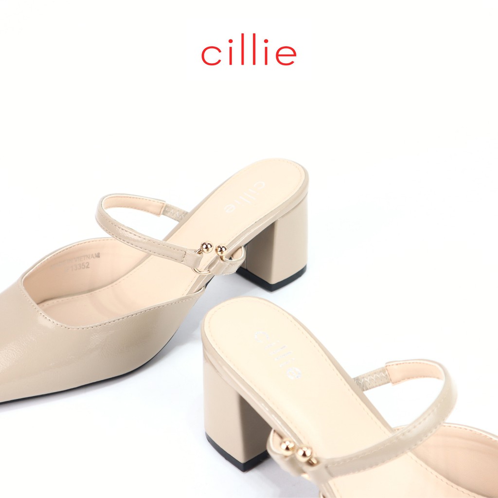 Guốc sục nữ thời trang mũi vuông trendy phối khóa nhẹ nhàng gót trụ 5cm đi làm đi chơi tiện lợi Cillie 1195