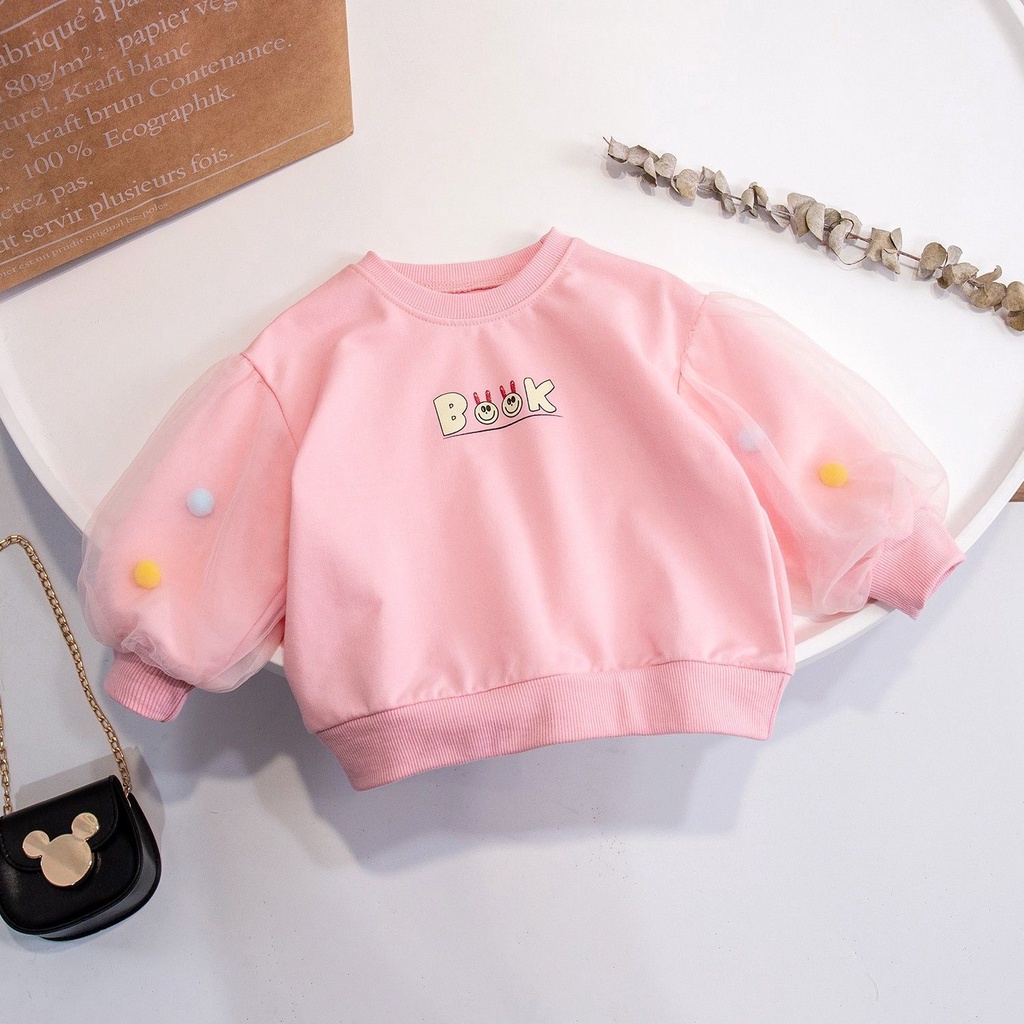 Áo Sweater Cổ Tròn Họa Tiết Trái Tim Dễ Thương Thời Trang Xuân Thu Cho Bé Gái