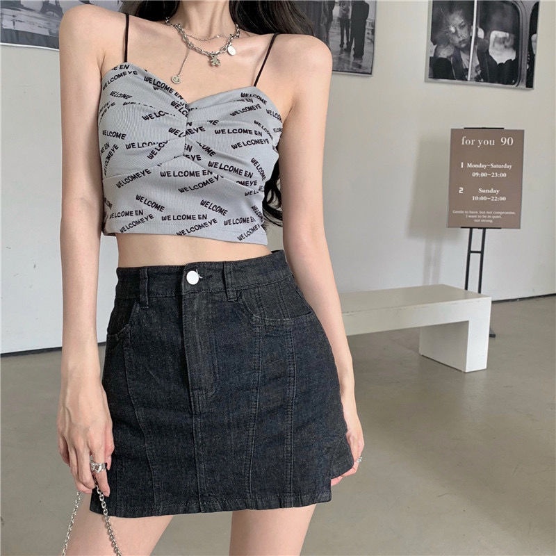 Áo Hai Dây Thể Thao In Chữ Thời Trang Mùa Hè Cho Nữ