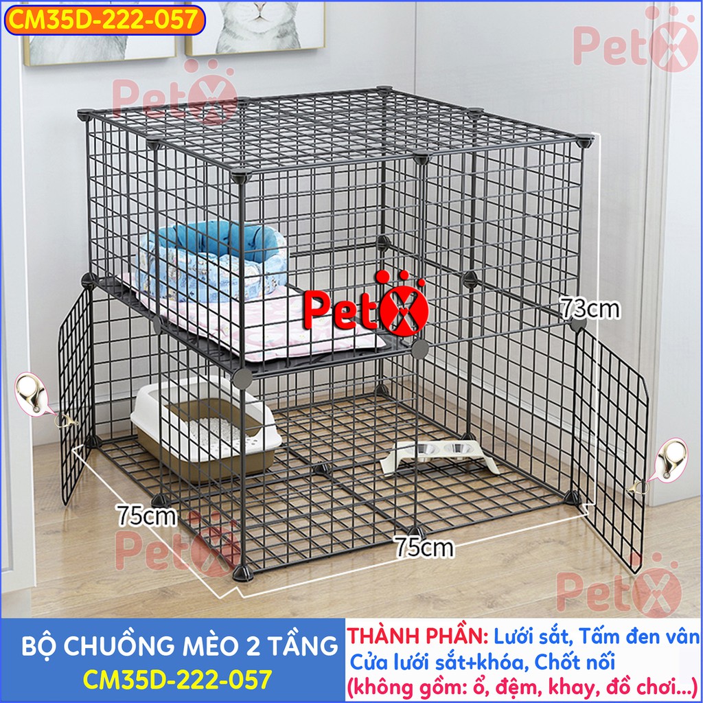 Chuồng mèo 3 tầng, 2 tầng giá rẻ đẹp lắp ghép đa năng đơn giản với lưới sắt sơn tĩnh điện nuôi thú cưng, thỏ, bọ ú