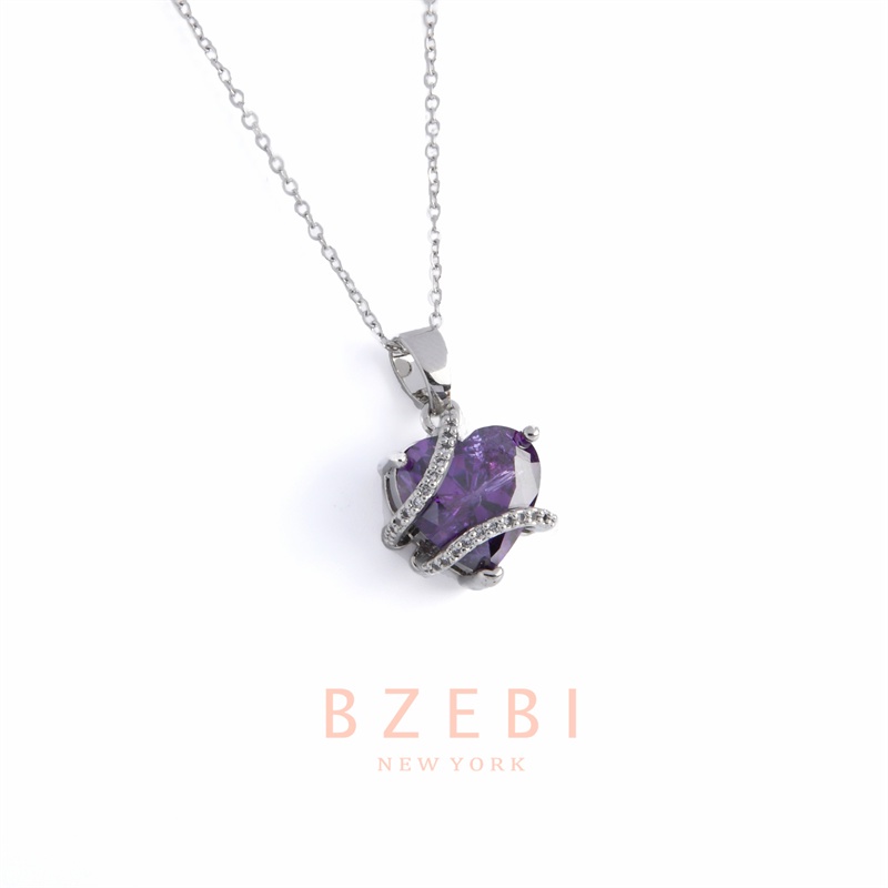 Vòng cổ Bạc 505N BZEBI Hallyu K-Pop Bts Mạ Vàng Trắng 14K Lấy Cảm Hứng Từ Borahae Thanh Lịch Cho Nữ