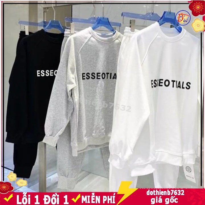 Bộ Nỉ Nam Nữ ESSEOTIALS Thu Đông Cao Cấp ⚡️ MẶC LÀ THÍCH ⚡️ Chất Cotton Da Cá Khỏe Khoắn Năng Động