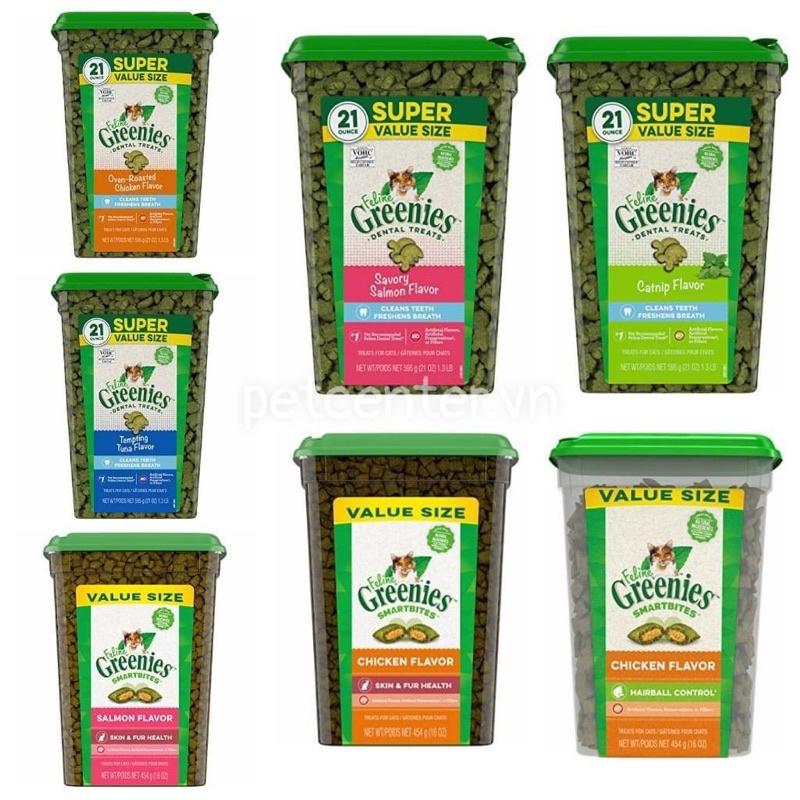🇺🇸BÁNH THƯỞNG CHO MÈO FELINE GREENIES DENTAL CAT TREATS DẠNG HỦ 277GR