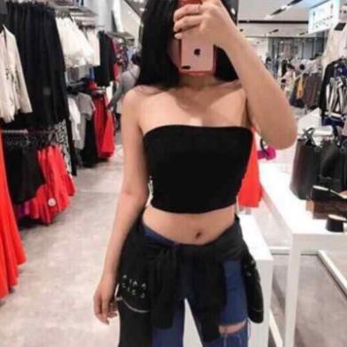 Áo ống trơn - MIN Boutiques - Ảnh thật - 2 màu đen hoặc trắng