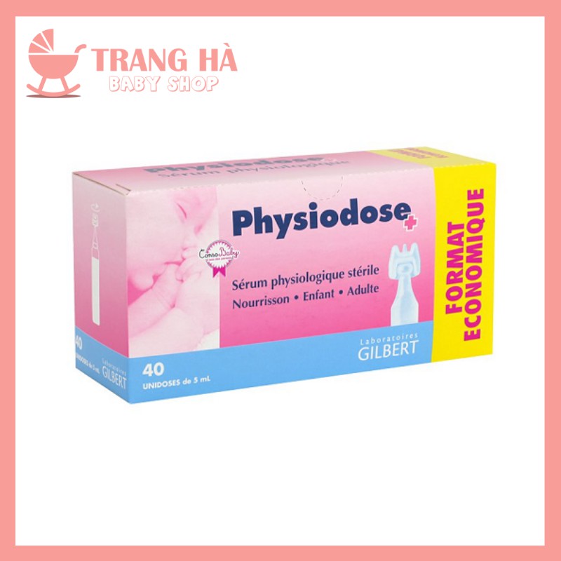 NGUYÊN HỘPNước muối sinh lý Pháp Physiodose / Gifrer tép hồng- hộp 40 tép