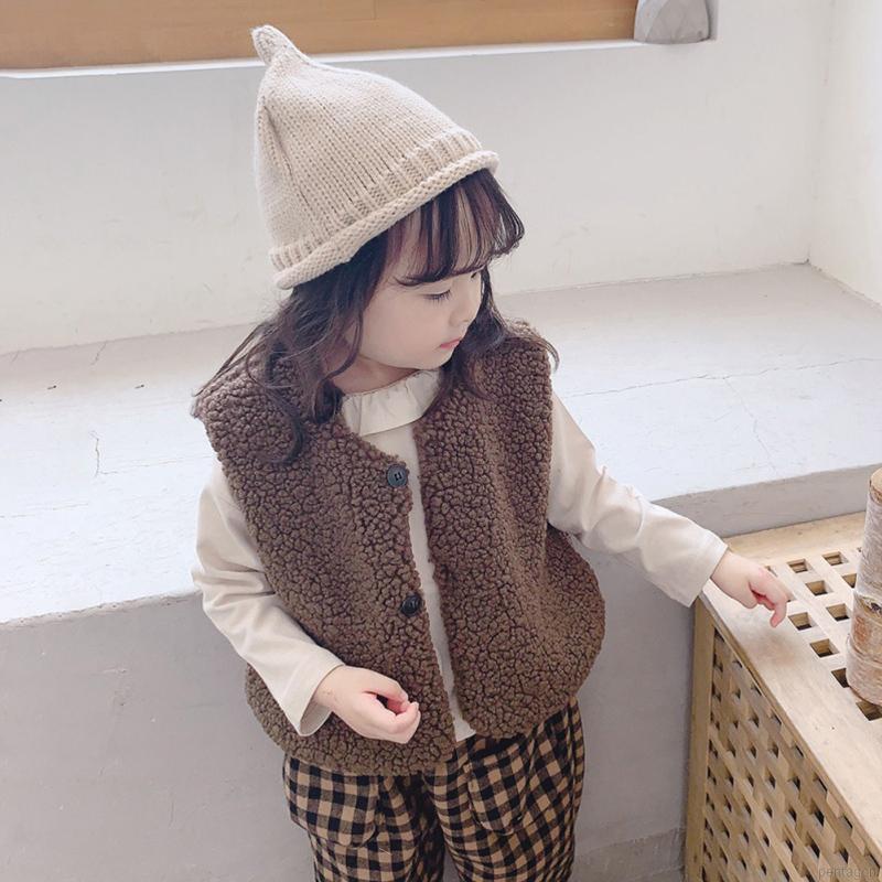 Áo khoác lông cừu không tay thiết kế xinh xắn phong cách Hàn dành cho bé trai và gái