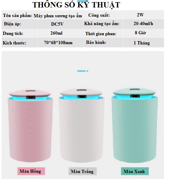 [XẢ KHO] Máy Xông Tinh Dầu Mini-Khuếch Tán Tinh Dầu- Máy Phun Sương Mini 260ml Tạo ẩm không khí