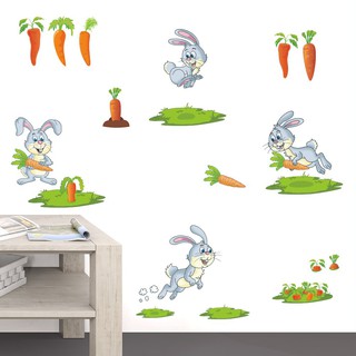 Miếng Dán Tường Hình Thỏ Cà Rốt Đáng Yêu