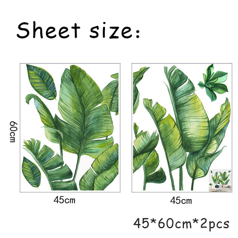 flowersqueen Hình dán tường họa tiết lá cây 3D