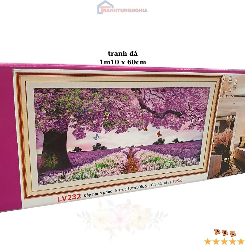 Tranh đính đá, tranh thêu chữ thập phong cảnh cây tình yêu