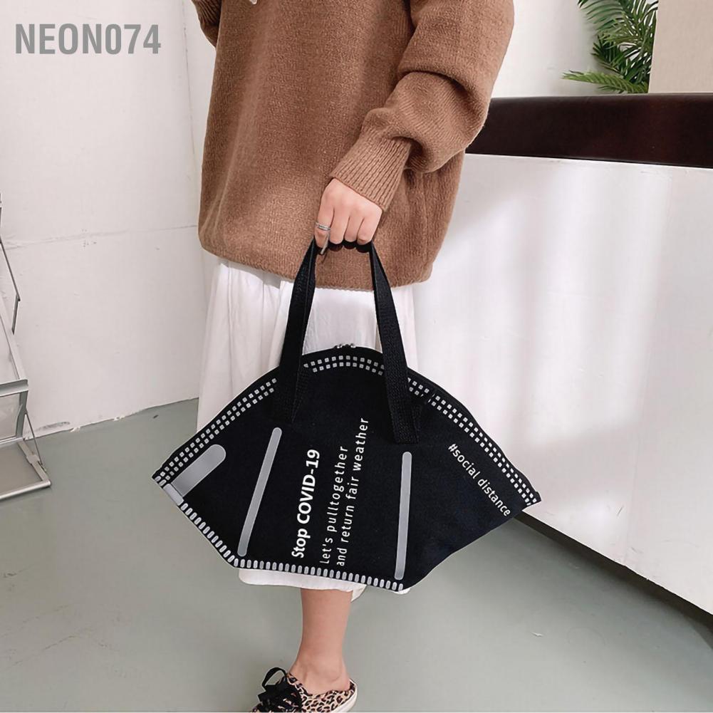 Neon074 Neon074 Túi xách đeo vai bằng vải Dung tích lớn mua sắm tote nhẹ thoáng khí cho phụ nữ