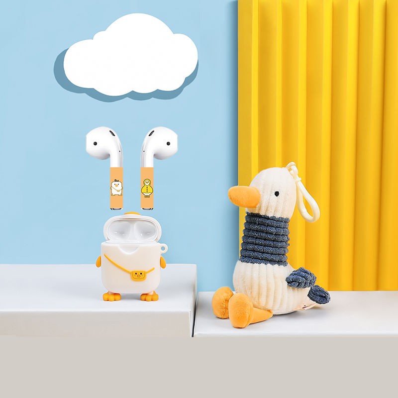 Vỏ Bọc Hộp Sạc Tai Nghe Airpods 2 Bằng Silicone Hình Chú Vịt Đáng Yêu