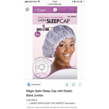 Mũ trùm ủ tóc satin mịn dày dặn
