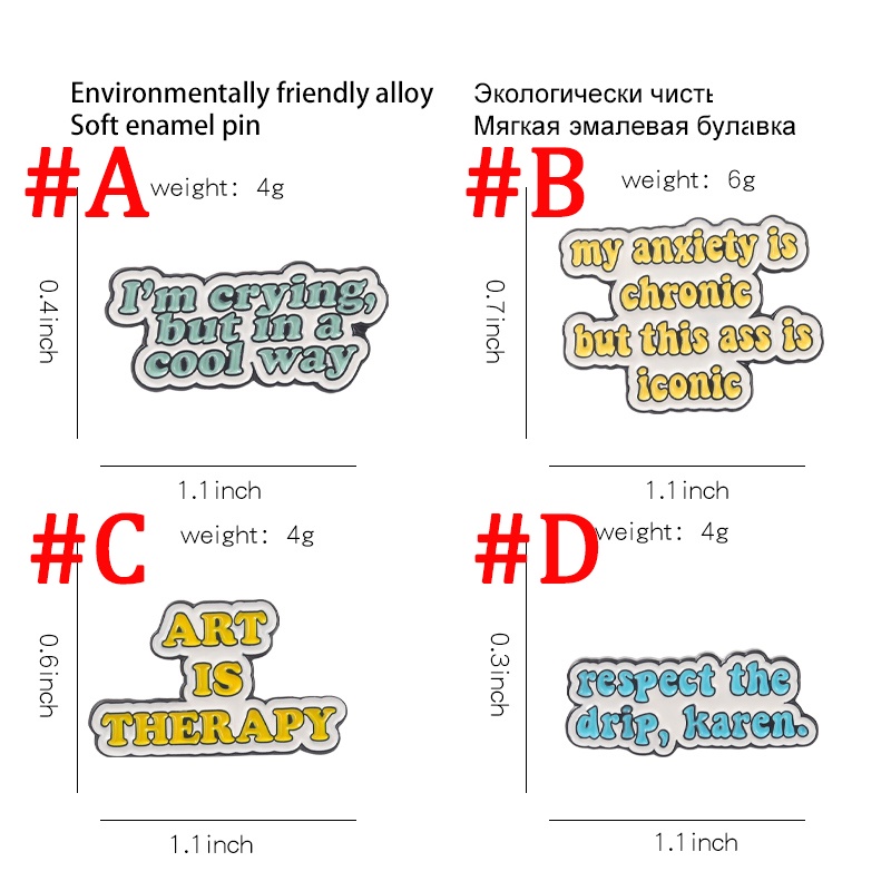 Ghim Cài Áo Sơ Mi Hình Câu Trích Dẫn Vui Nhộn 'IS THERAPY' 'Respect The Tiny Karen' S