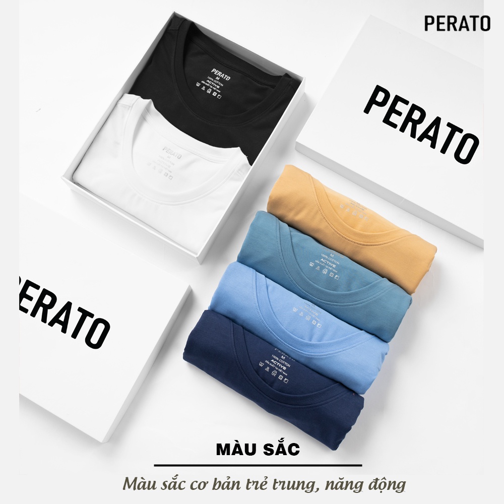 Áo Thun Nam Ngắn Tay Không Cổ PERATO (6 Màu), Chất Liệu Mềm Mại, Thấm Hút Nhanh Chóng, Bền Màu (TSOP21004-03) | BigBuy360 - bigbuy360.vn