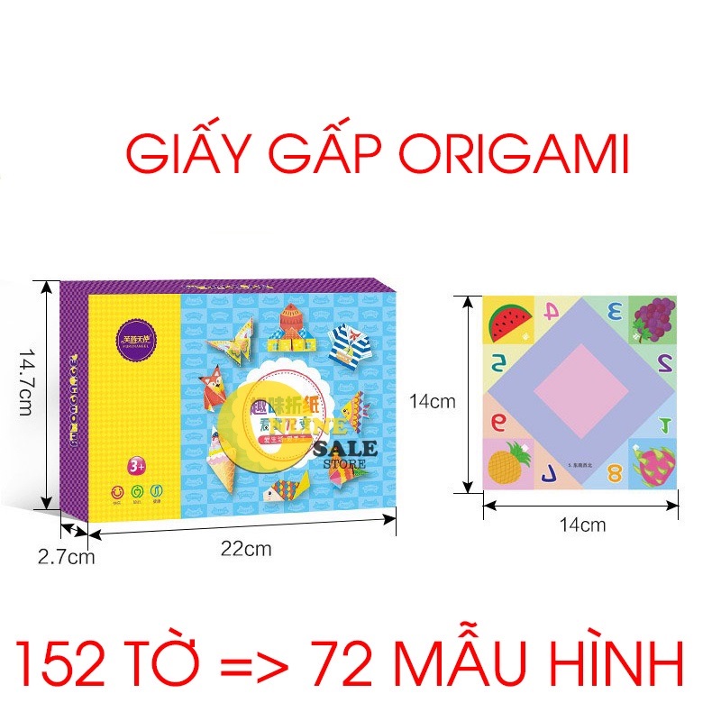 Giấy gấp thủ công Origami Nghệ thuật.Giấy gấp tạo hình sáng tạo cho bé 152 tờ với 72 mẫu hình- kèm hướng dẫn gấp -SOLEIL